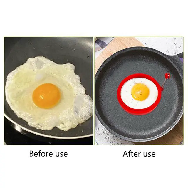 Alt view image 7 of 7 - Egg Ring Set, Silicone Egg Ring Molds, Fried Egg Rings and Non-stick Egg Cooker Ring, Multicolor, 4Pack
