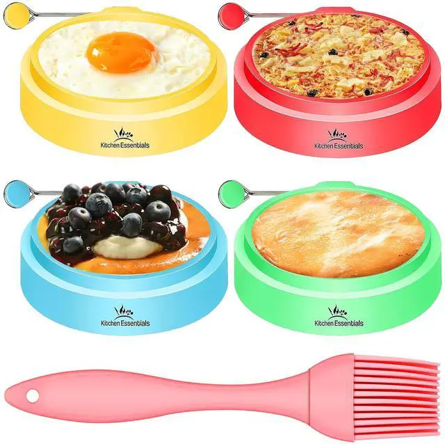 Main image of Premium Nonstick Multicolored Cooking Ring Molds for Eggs, Pancakes, Mcmuffin Breakfast Sandwiches, English Muffins, Crumpets, and More (4-Pack)