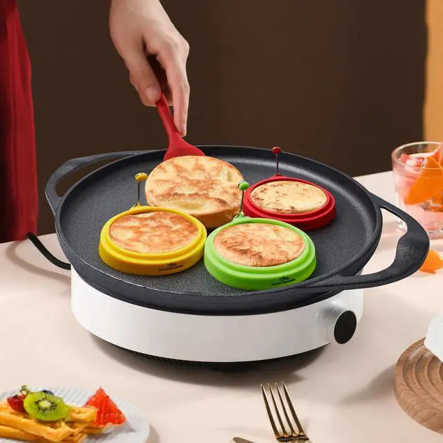 Alt view image 4 of 7 - Premium Nonstick Multicolored Cooking Ring Molds for Eggs, Pancakes, Mcmuffin Breakfast Sandwiches, English Muffins, Crumpets, and More (4-Pack)