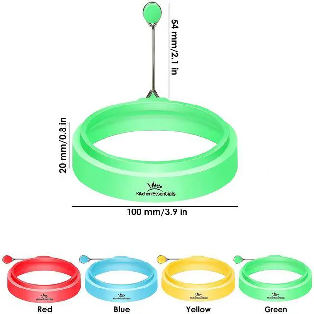 Alt view image 7 of 7 - Premium Nonstick Multicolored Cooking Ring Molds for Eggs, Pancakes, Mcmuffin Breakfast Sandwiches, English Muffins, Crumpets, and More (4-Pack)