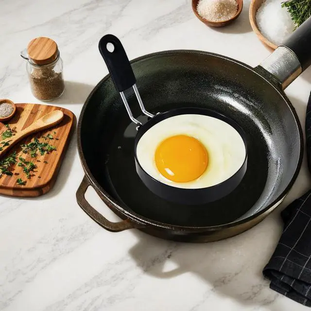 Alt view image 4 of 5 - 2-Pack 3.5'' Egg Rings Set with Silicone Handle, Stainless Steel Egg Cooking Rings,NonstickFor Frying Eggs and English Muffins Pancake, Egg Mold Shaper For Breakfast