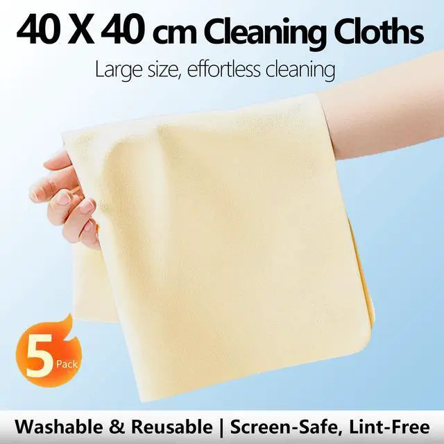 Alt view image 2 of 7 - 5 Pack Eyeglass Lens Cleaning Cloths,Microfiber Glasses Cleaning Cloths for Glasses,15.75X15.75 in Streak-Free,Safest Cloth for Eyeglass,VR/AR,Screens,Cameras,Phone,TV Screens,Lenses Tablets (5 Pack)