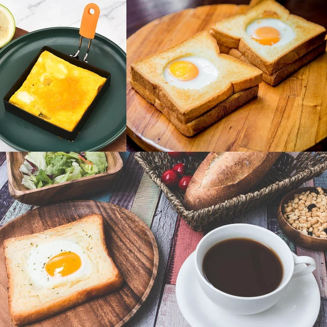 Alt view image 6 of 7 - 4 Inch Suqare Egg Rings for Frying Eggs,2 Packs 4" Square Egg Rings for Griddle, Stainless Steel Griddle Omelete Rings for Fried Eggs Muffin Tortillas Pancake Ring Crepes Ring with SiliconeHandle