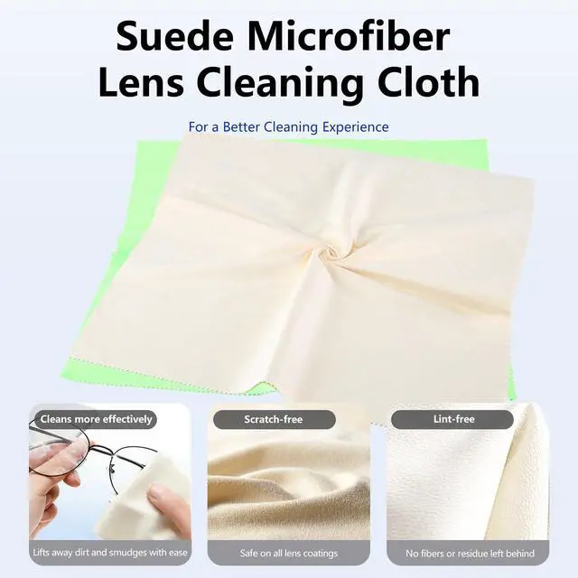 Alt view image 4 of 7 - 5 Pack Eyeglass Lens Cleaning Cloths,Microfiber Glasses Cleaning Cloths for Glasses,15.75X15.75 in Streak-Free,Safest Cloth for Eyeglass,VR/AR,Screens,Cameras,Phone,TV Screens,Lenses Tablets (5 Pack)