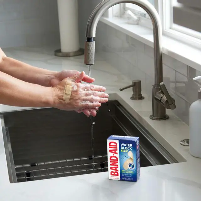 Alt view image 4 of 7 - Brand Water Block Flex Adhesive Bandages, All One Size, 20 Count | 100% Waterproof Protection, Sterile Wound Care for Minor Cuts, Scrapes & Burns, For First Aid Kits, Ultra-Flexible Design