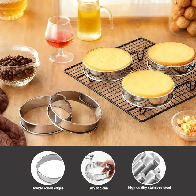 Alt view image 3 of 6 - Crumpet Rings, 4"Egg Rings for English Muffin, Tart, Cake, Frying Egg