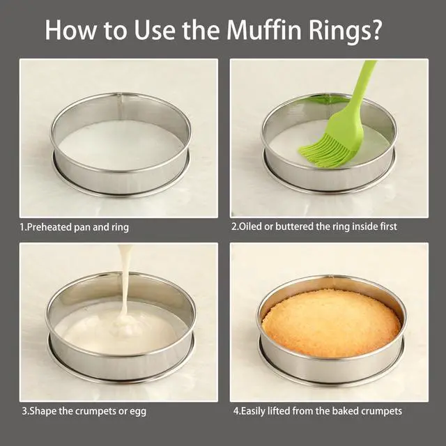 Alt view image 5 of 6 - Crumpet Rings, 4"Egg Rings for English Muffin, Tart, Cake, Frying Egg