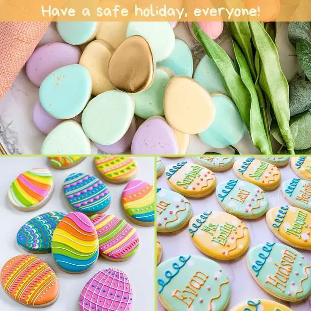 Alt view image 3 of 6 - 3 Pieces Easter Egg Cookie Cutter Set with Soft PVC Edge for Baking