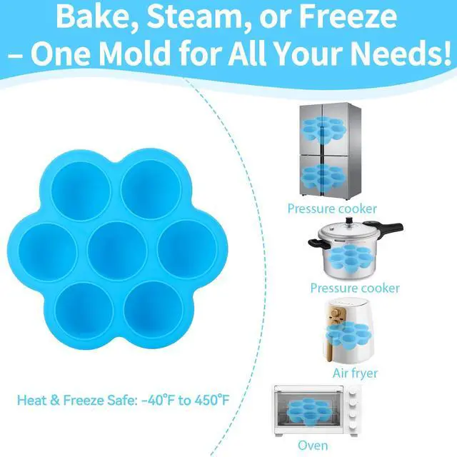 Alt view image 3 of 7 - 2 Pack Silicone Egg Bite Molds, Reusable Egg Bites Silicone Mold with Lid Fit Instant Pot 5,6,8 qt Pressure Cooker & Air Fryer, Alternative to Sous Vide Bite Maker for Cooking Food Freezer Storage