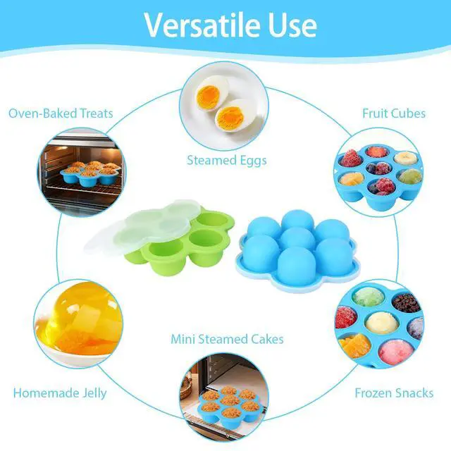 Alt view image 4 of 7 - 2 Pack Silicone Egg Bite Molds, Reusable Egg Bites Silicone Mold with Lid Fit Instant Pot 5,6,8 qt Pressure Cooker & Air Fryer, Alternative to Sous Vide Bite Maker for Cooking Food Freezer Storage