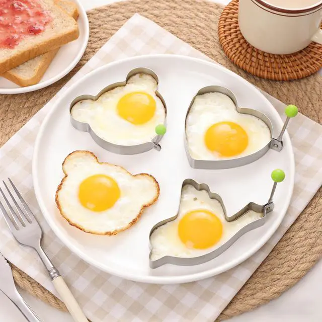 Alt view image 3 of 7 - 8pcs Set Stainless Steel Egg Rings Molds Non Stick for Cooking Frying Eggs Omelets Egg Shaper Pancake Maker with Handle for Griddle Pan