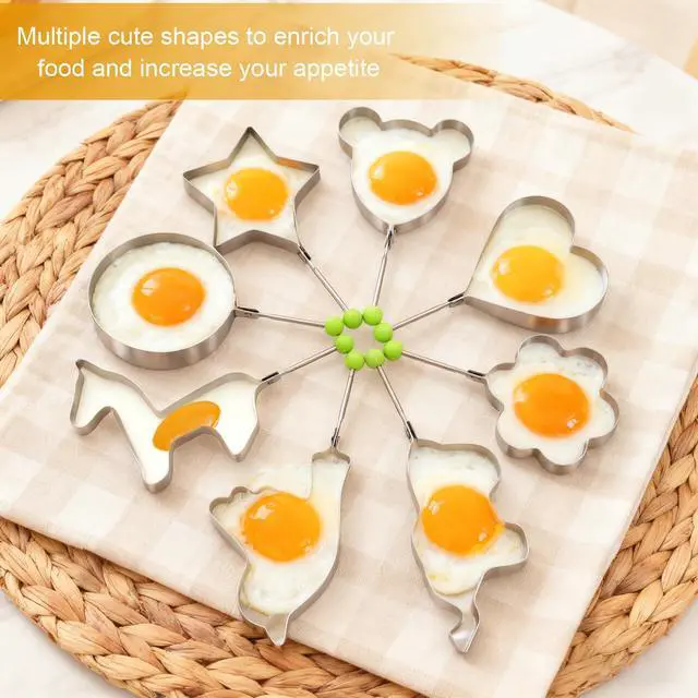 Alt view image 5 of 7 - 8pcs Set Stainless Steel Egg Rings Molds Non Stick for Cooking Frying Eggs Omelets Egg Shaper Pancake Maker with Handle for Griddle Pan