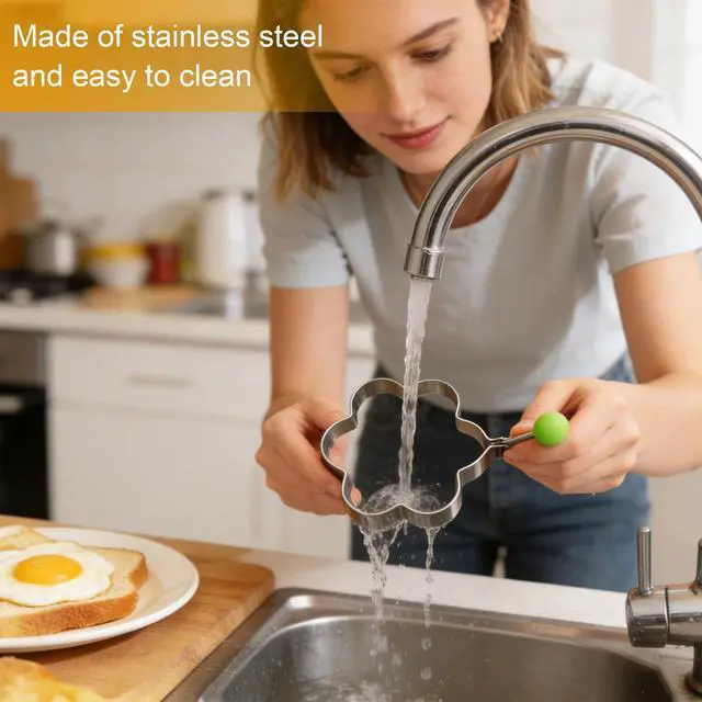Alt view image 6 of 7 - 8pcs Set Stainless Steel Egg Rings Molds Non Stick for Cooking Frying Eggs Omelets Egg Shaper Pancake Maker with Handle for Griddle Pan