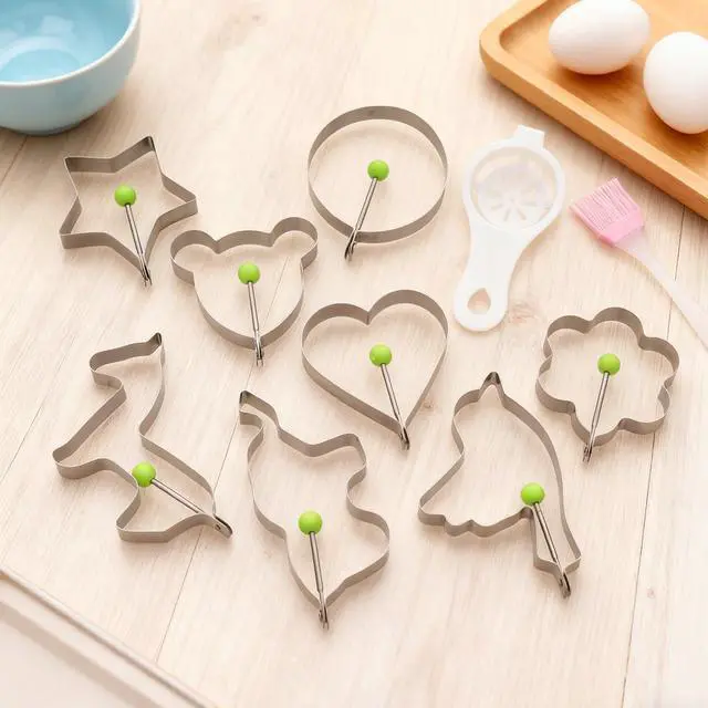 Alt view image 7 of 7 - 8pcs Set Stainless Steel Egg Rings Molds Non Stick for Cooking Frying Eggs Omelets Egg Shaper Pancake Maker with Handle for Griddle Pan