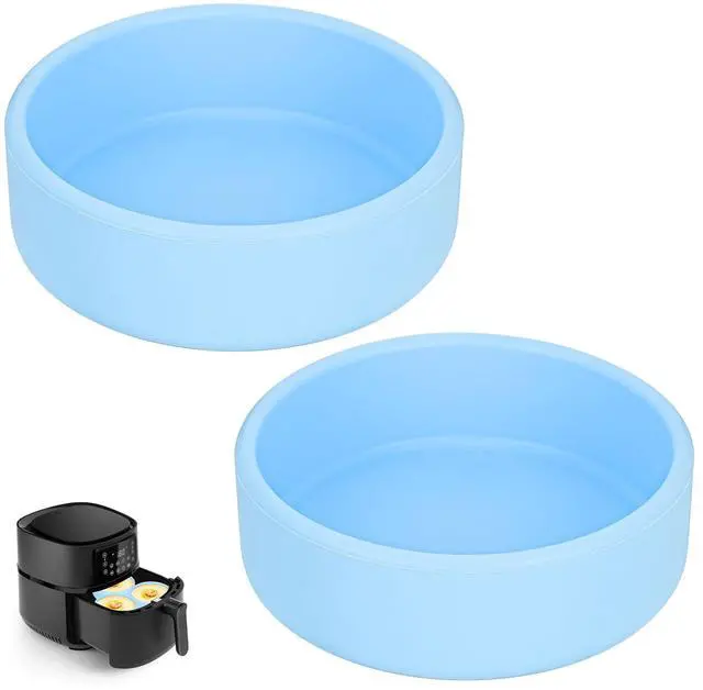 Main image of Silicone Egg Bites Molds - 2Pcs Air Fryer & Microwave Egg Maker Pan, 4 inch Reusable, Dishwasher Safe (Blue)