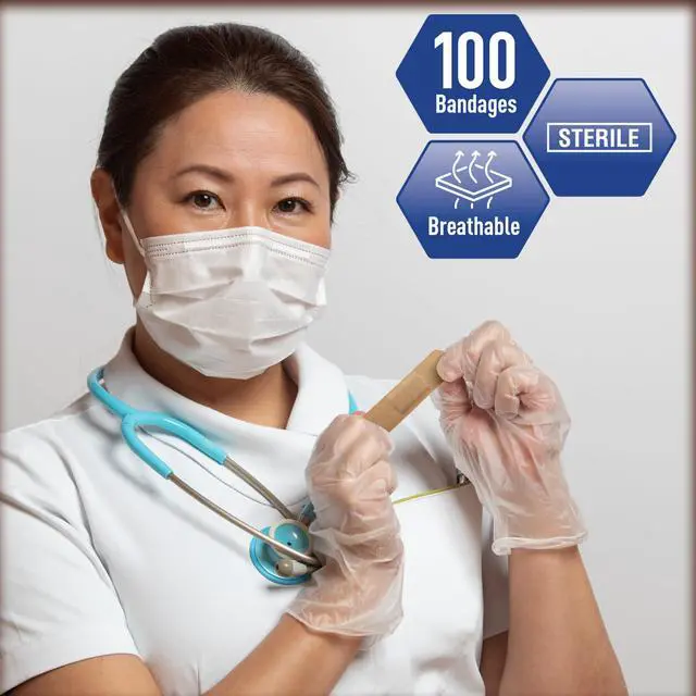 Alt view image 5 of 6 - Fabric Adhesive Bandages,Hypoallergenic,Latex-Free,3/4x3 in,100