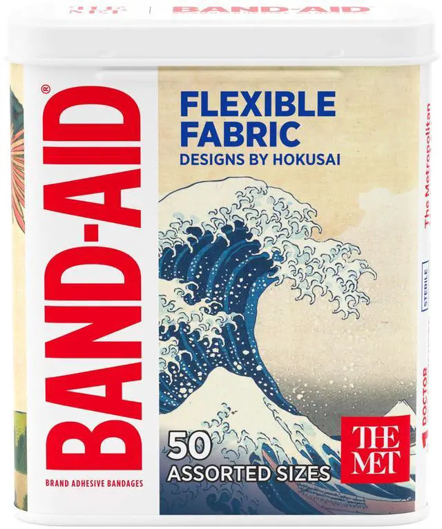 Main image of Brand Flexible Fabric Adhesive Bandages, Hokusai Designs, 50 Count