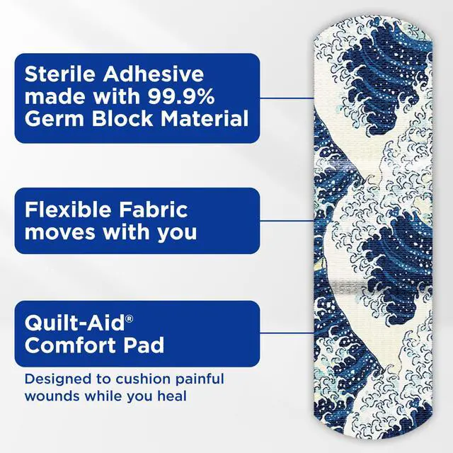 Alt view image 3 of 7 - Brand Flexible Fabric Adhesive Bandages, Hokusai Designs, 50 Count
