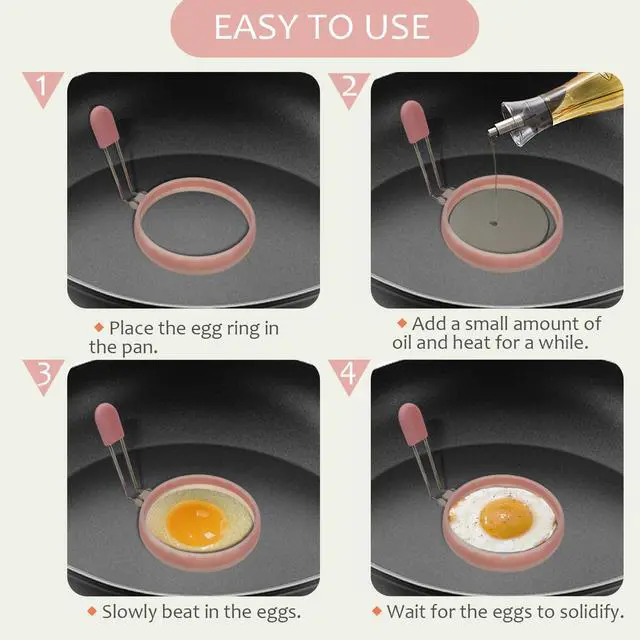 Alt view image 3 of 7 - Silicone Egg Rings, Leak-proof Liquid Egg Ring Mold, Upgraded Nonstick Egg Fryer for Pancake and Breakfast Sandwiches, Multicolor, Set of 4 Pack