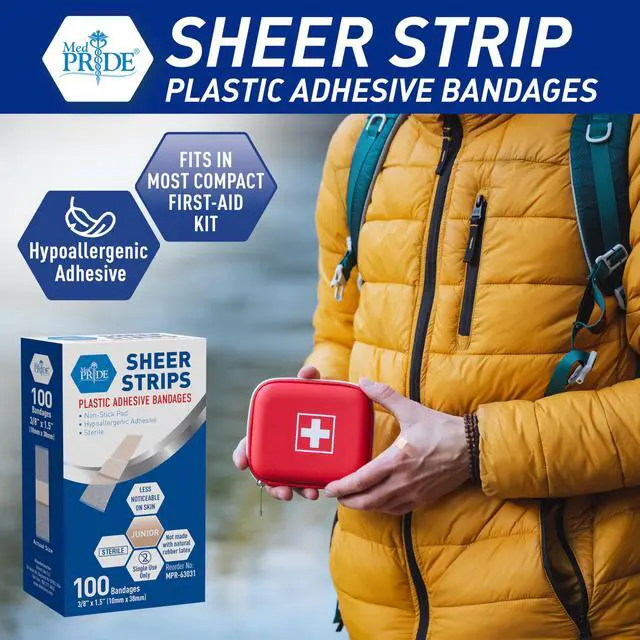 Alt view image 3 of 7 - Junior Strip Bandages,Hypoallergenic,Latex-Free,3/8x1.5 in,100-Ct