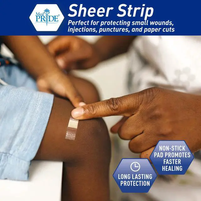 Alt view image 5 of 7 - Junior Strip Bandages,Hypoallergenic,Latex-Free,3/8x1.5 in,100-Ct