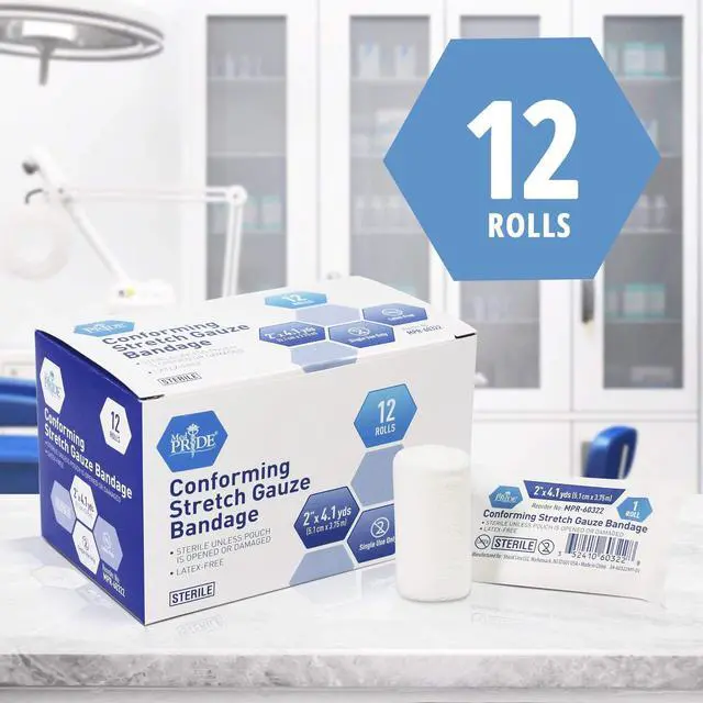 Alt view image 2 of 5 - Sterile Conforming Stretch Gauze Bandage,Latex-Free,2 in x 4.1 yd
