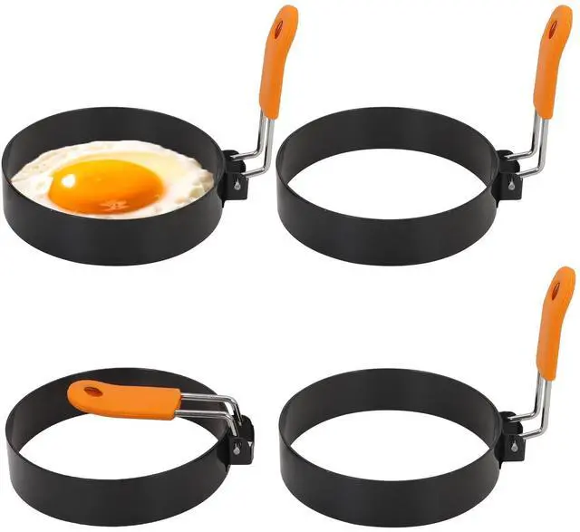 Main image of Egg Rings 3.5 Inch Pack of 4 with Silicone Handle