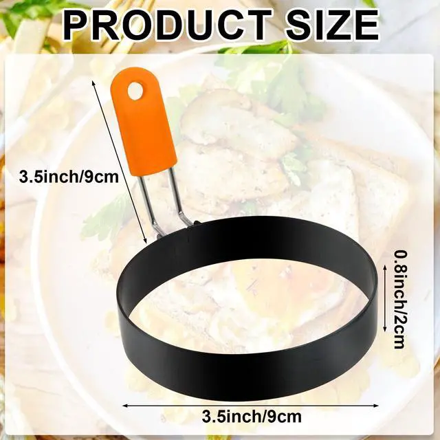 Alt view image 2 of 7 - Egg Rings 3.5 Inch Pack of 4 with Silicone Handle