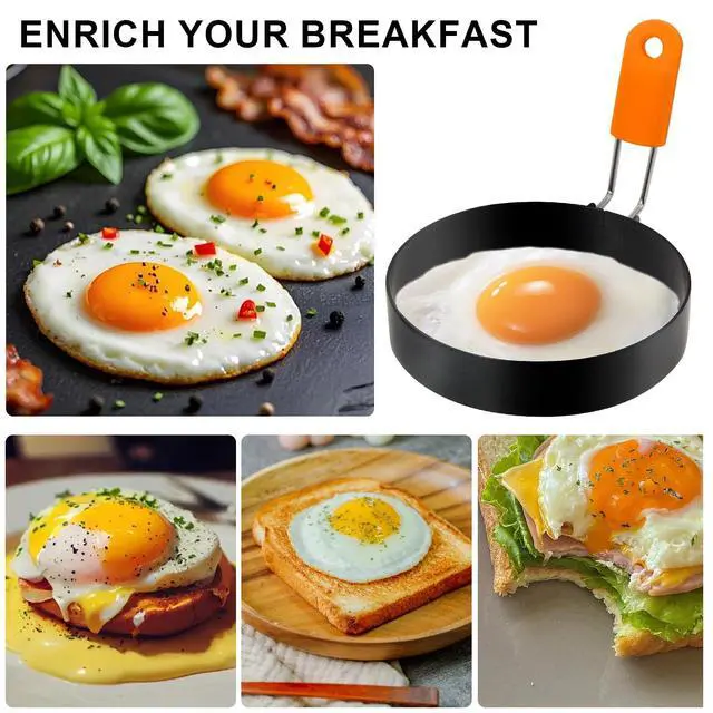 Alt view image 6 of 7 - Egg Rings 3.5 Inch Pack of 4 with Silicone Handle