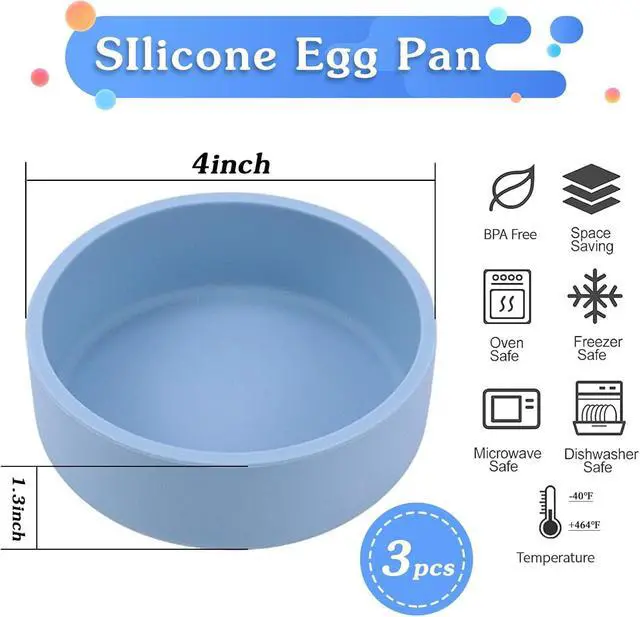Alt view image 2 of 7 - 3Pcs Silicone Egg Molds for Air Fryer & Microwave Reusable Individual Egg Bite Maker, BPA Free & Dishwasher Safe, Perfect for Keto Breakfast, Meal Prep & Egg Bites (Blue)