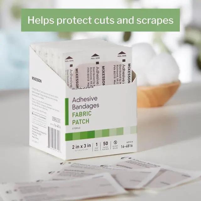 Alt view image 2 of 7 - Adhesive Bandages, Sterile, Fabric, Tan, 2 x 3 in, 50 ct