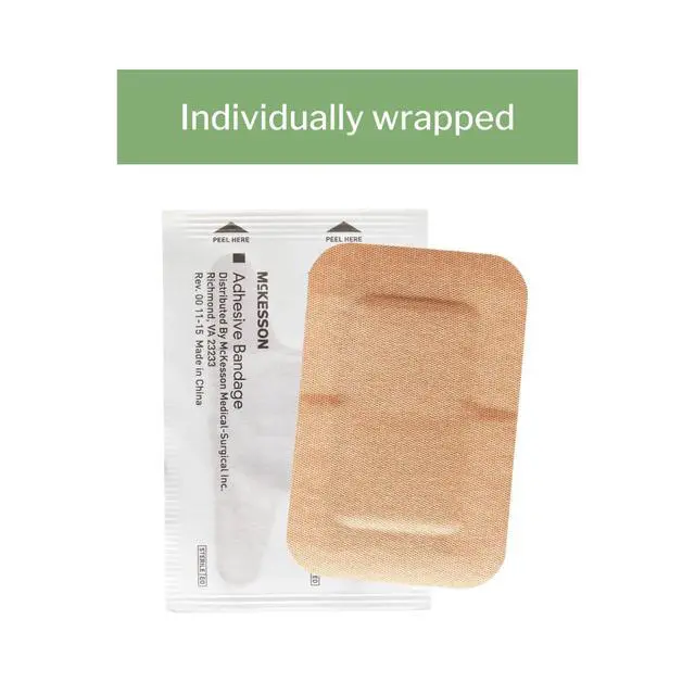 Alt view image 4 of 7 - Adhesive Bandages, Sterile, Fabric, Tan, 2 x 3 in, 50 ct