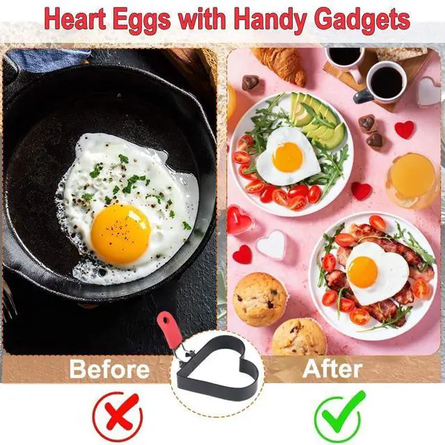 Alt view image 5 of 6 - 3.5" Heart Egg Cake Ring with Silicone Handle, Set of 2