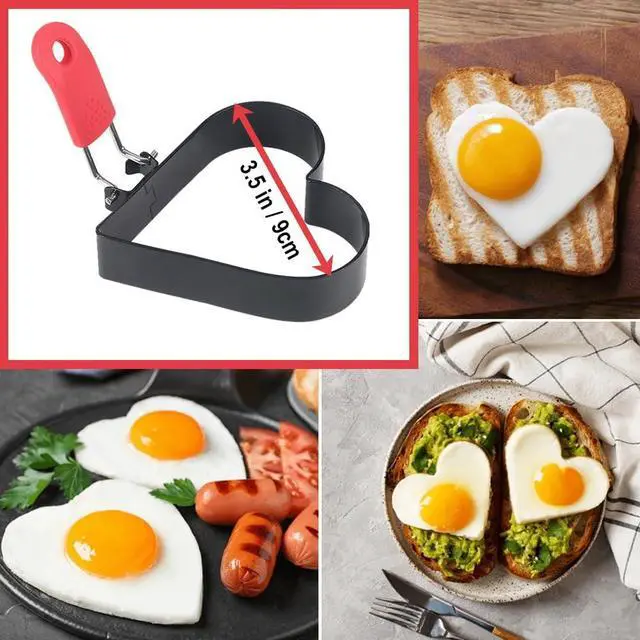 Alt view image 6 of 6 - 3.5" Heart Egg Cake Ring with Silicone Handle, Set of 2