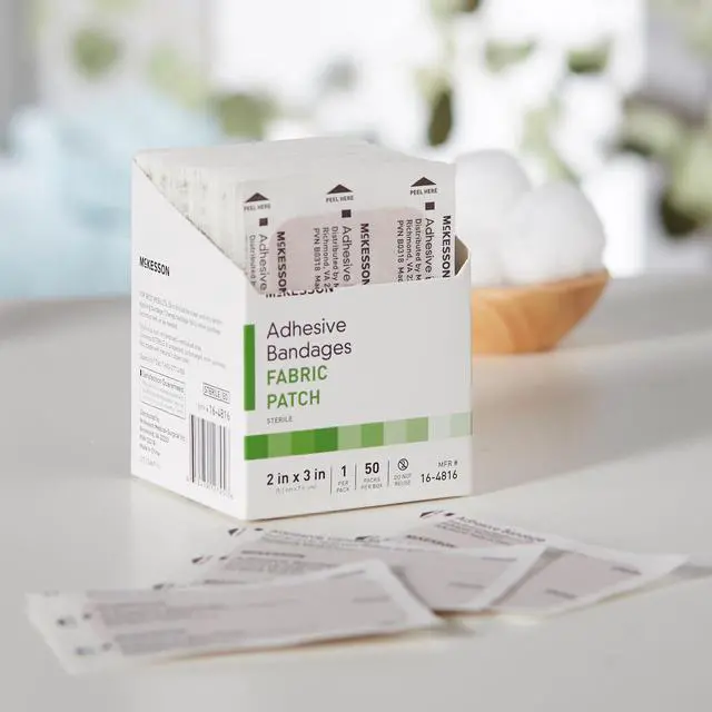 Alt view image 7 of 7 - Adhesive Bandages, Sterile, Fabric, Tan, 2 x 3 in, 50 ct