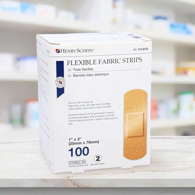 Alt view image 6 of 6 - Adhesive Fabric Strip Bandages 1" x 3", Sterile, 100 Ct