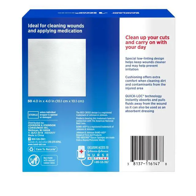 Alt view image 2 of 5 - Brand Tru-Absorb Gauze Sponges, Large Size, 4 in x 4 in, 50 Count