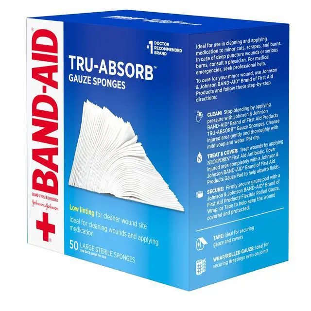 Alt view image 3 of 5 - Brand Tru-Absorb Gauze Sponges, Large Size, 4 in x 4 in, 50 Count