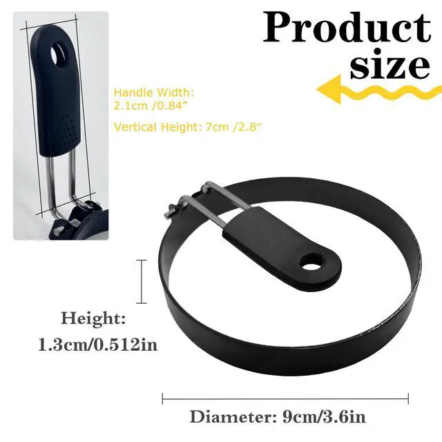 Alt view image 2 of 5 - 4-Pack 3.5'' Egg Rings Set with Silicone Handle, Stainless Steel Egg Cooking Rings,NonstickFor Frying Eggs and English Muffins Pancake, Egg Mold Shaper For Breakfast
