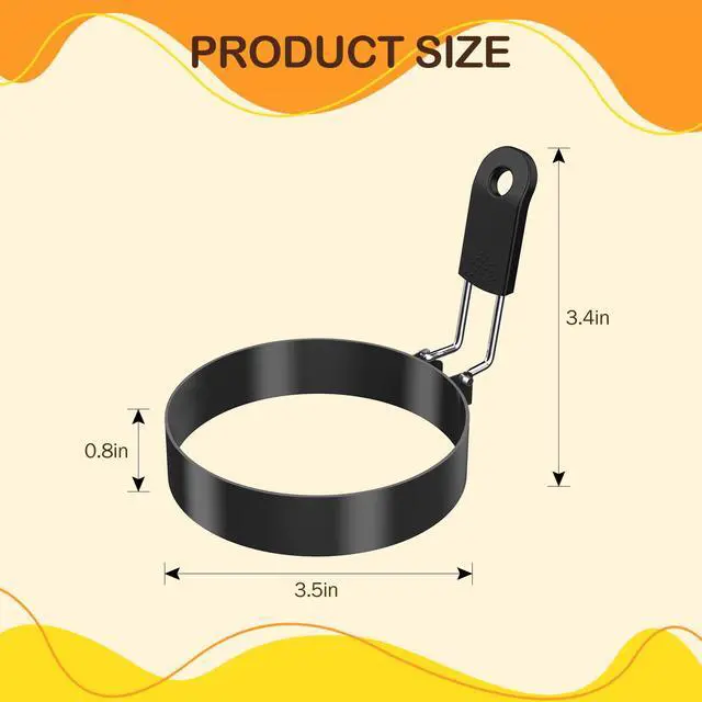 Alt view image 2 of 7 - 3.5" Nonstick Egg Rings Set of 4,Black