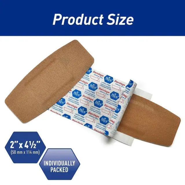 Alt view image 2 of 6 - Fabric Adhesive Bandages,Hypoallergenic,Latex-Free,2x4.5 in,50-Ct