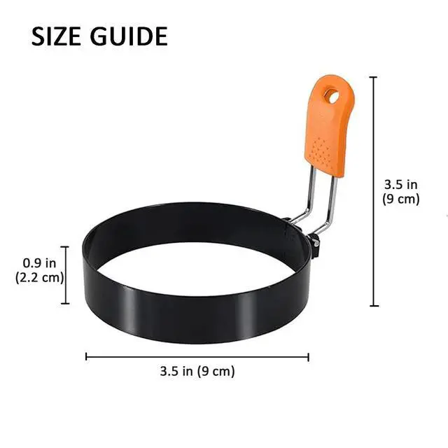 Alt view image 2 of 7 - 3.5" Nonstick Stainless Steel Egg Rings Set of 4 with Oil Brush, Round Crumpet Ring Mold for Muffins Pancake Cooking Griddle, Portable Grill Accessories for Indoor Camping Breakfast Sandwich Burger