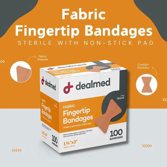 Alt view image 2 of 7 - Fabric Fingertip Bandages - Latex Free, Non-Stick Pad - 100 Count