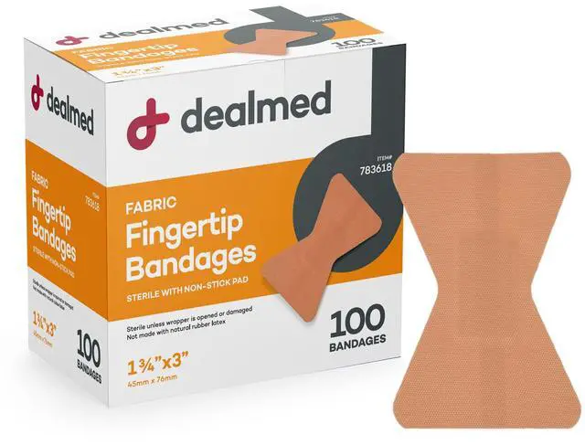 Main image of Fabric Fingertip Bandages - Latex Free, Non-Stick Pad - 100 Count