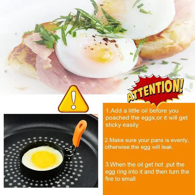Alt view image 6 of 7 - Upgrade 4" Large Egg Rings Set for Griddle,4 Packs Non-stick Stainless Steel Round Egg Ring for Frying Egg Pancake Mold Ring Omelette Ring Shapper for Muffin with 1X Oil Brush & 1X Egg Separator