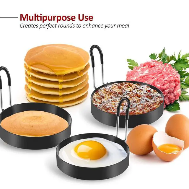 Alt view image 3 of 6 - Stainless Steel Egg Cooking Rings & Pancake Mold, 4-Pack