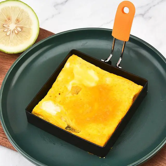 Alt view image 3 of 7 - Large 4 Pcs 4 Inch Sqaure Egg Ring for Griddle Frying Egg,4" Non-stick Stainless Steel Square Egg Mold,Square Omelet Ring Pancake Mold Maker With Silicone Insulated Handle Oil Brush & Egg Separator