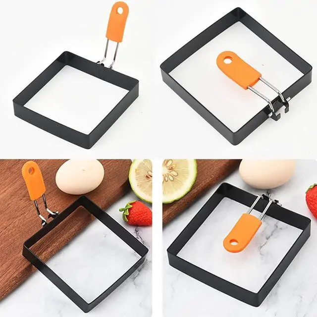 Alt view image 7 of 7 - Large 4 Pcs 4 Inch Sqaure Egg Ring for Griddle Frying Egg,4" Non-stick Stainless Steel Square Egg Mold,Square Omelet Ring Pancake Mold Maker With Silicone Insulated Handle Oil Brush & Egg Separator