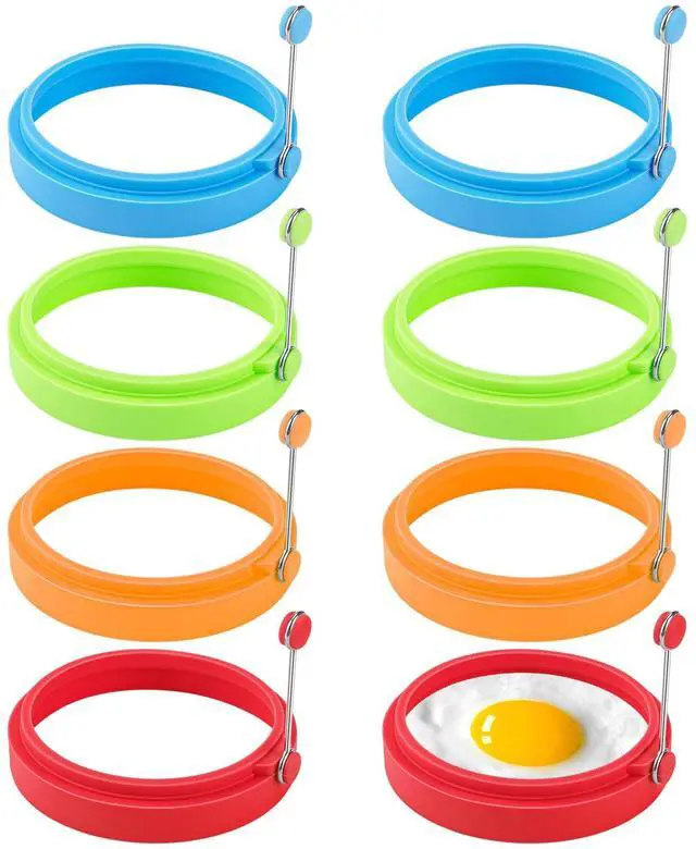 Main image of 8 Pack Silicone Egg Rings for Griddle, 4-Inch Non-Stick Pancake Molds