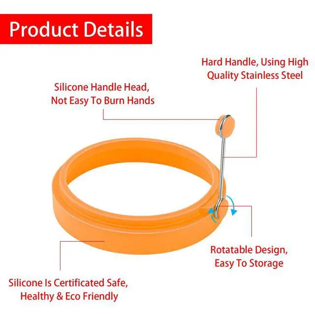 Alt view image 2 of 7 - 8 Pack Silicone Egg Rings for Griddle, 4-Inch Non-Stick Pancake Molds